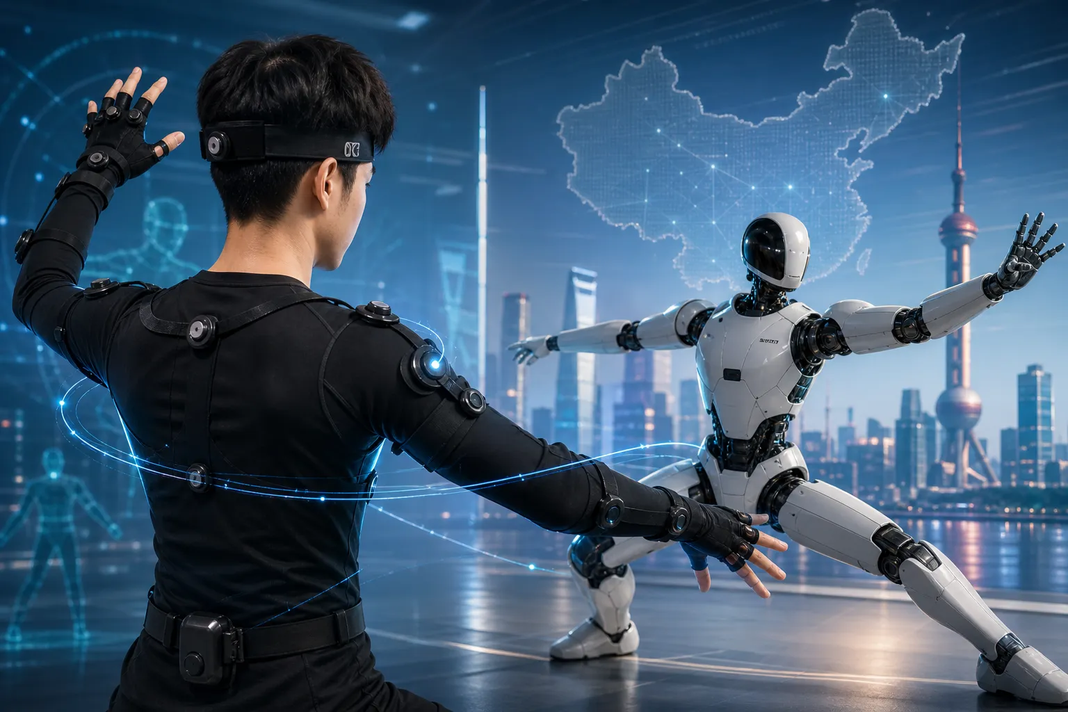 Çində yeni iş trendi: insanlar bədəni ilə humanoid robotları idarə edir