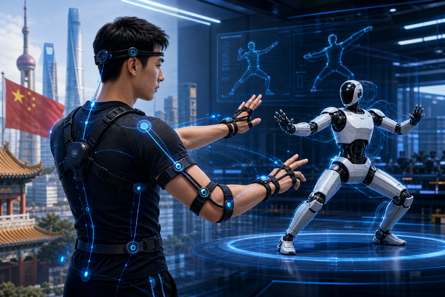 Çində yeni iş trendi: insanlar bədəni ilə humanoid robotları idarə edir