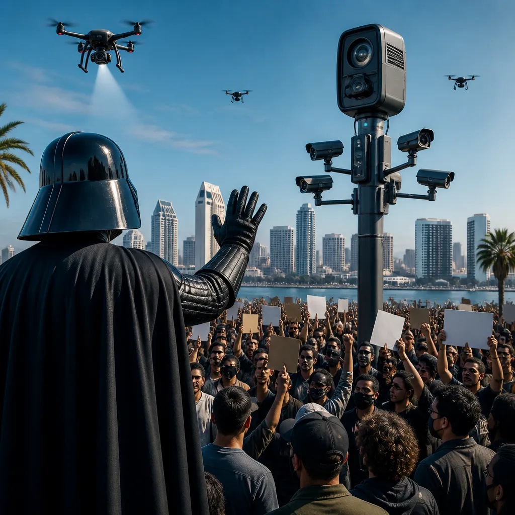 Darth Vader San Diego-da Flock Safety nəzarətinə qarşı viral etirazla gündəmə gəldi