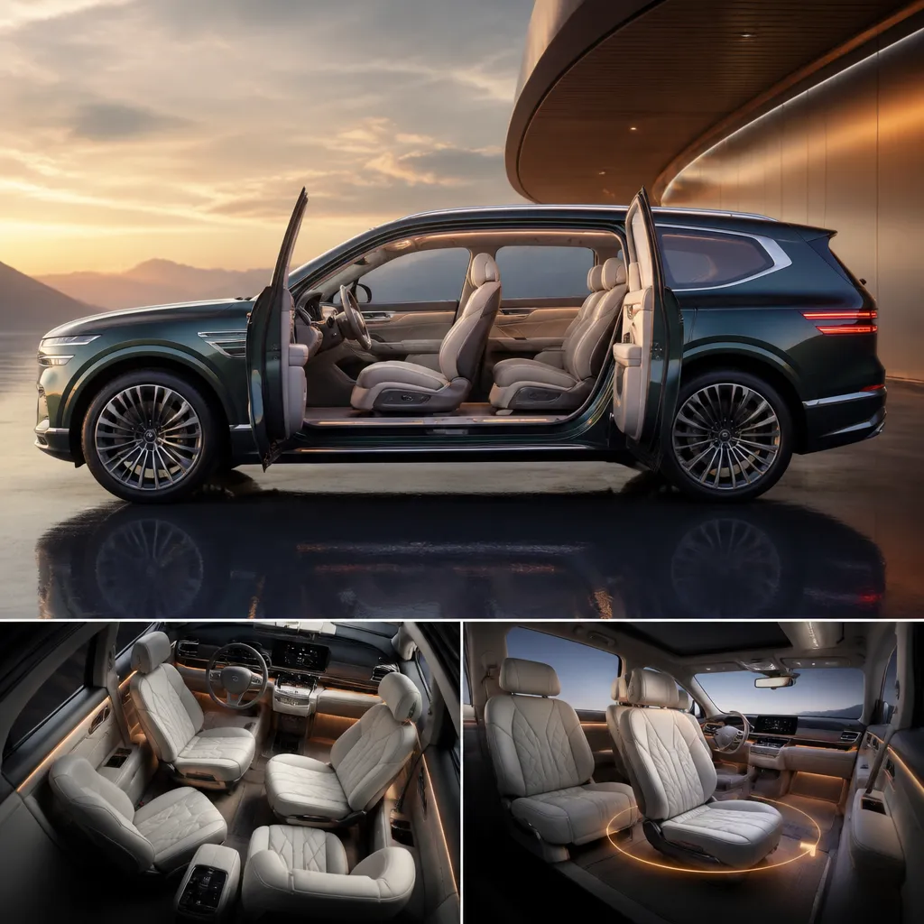 Genesis GV90: B-pillarsız qapılar və 180° dönən oturacaqlarla elektrik SUV dizaynını dəyişir