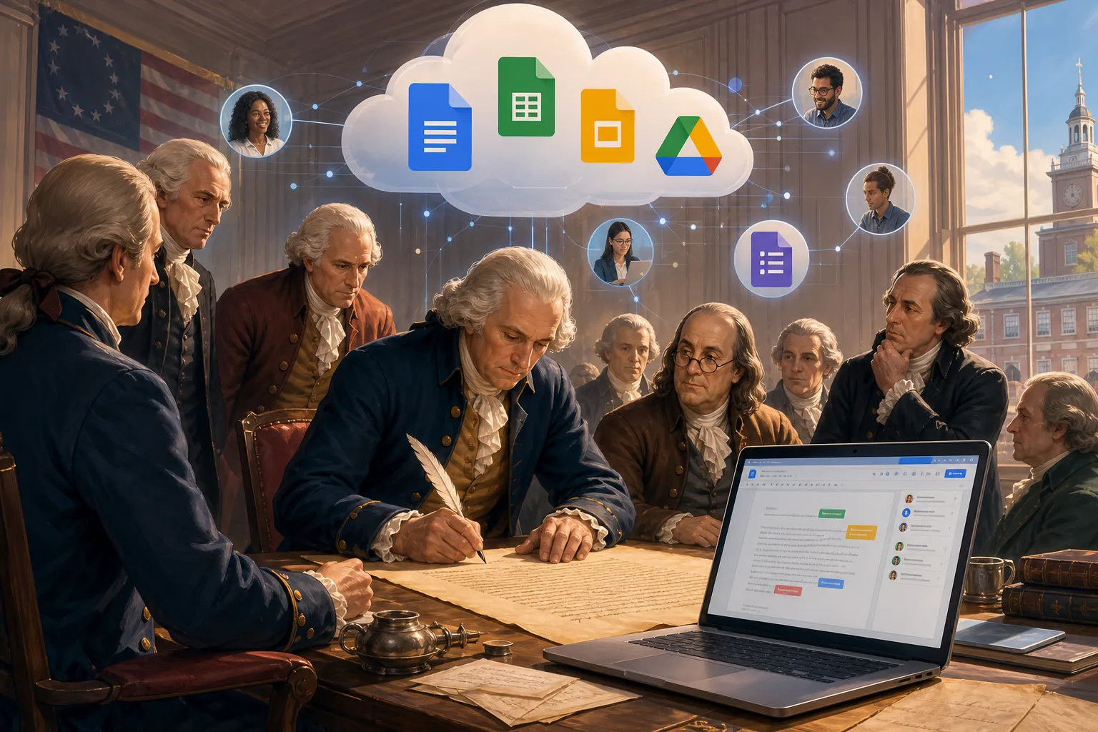 Google-dan 1776 zarafatı: Müstəqillik Bəyannaməsi Workspace ilə yazılsaydı nə olardı?