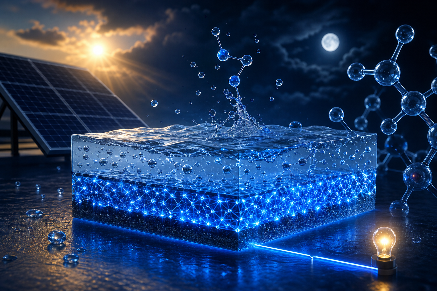 Günəş enerjisini qaranlıqda da işlədən yeni su əsaslı material hazırlanıb
