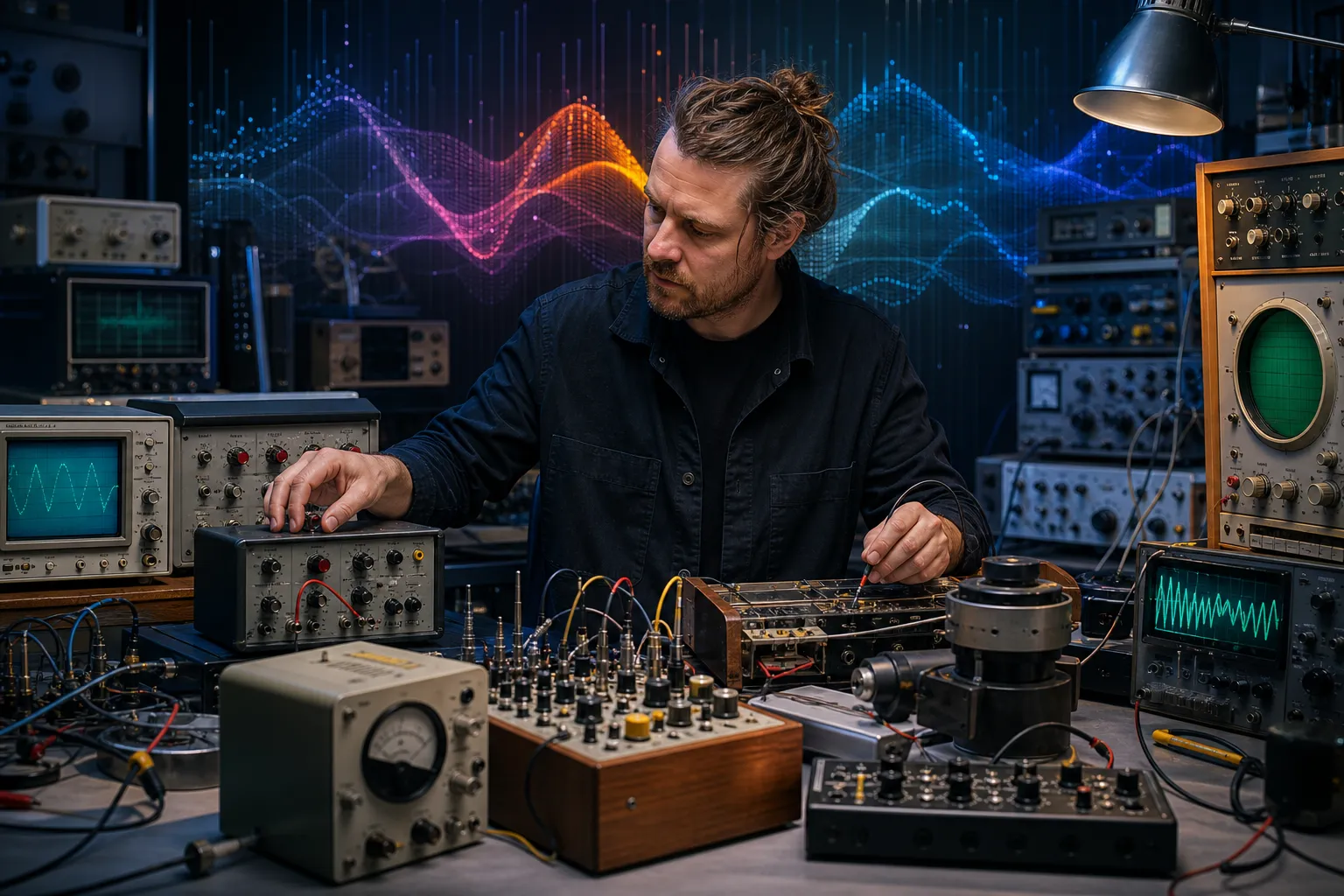 Hainbach laboratoriya cihazları ilə musiqi yaradır: eksperimental səsin texnoloji tərəfi