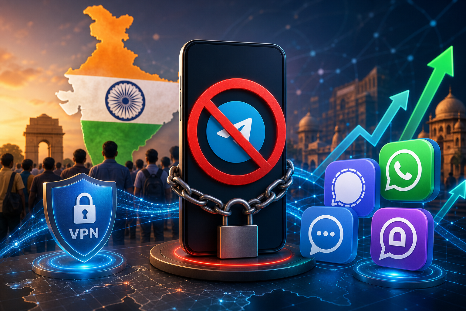 Hindistanda Telegram qadağası VPN və rəqib messencerlərə marağı kəskin artırdı