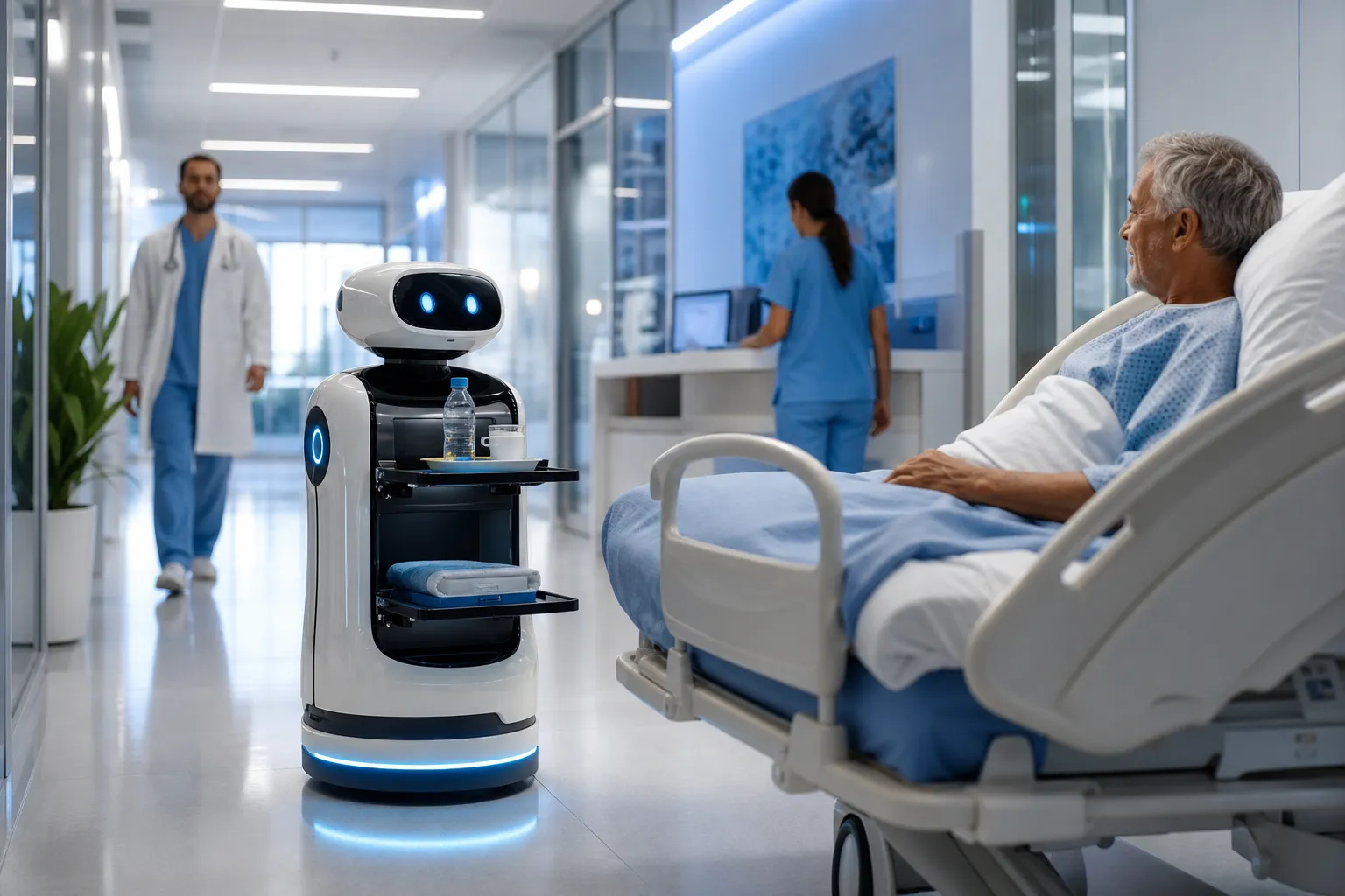 Milan xəstəxanasında 1,2 metrlik robot sınaqda: su gətirir, xəstə ehtiyaclarını çatdırır