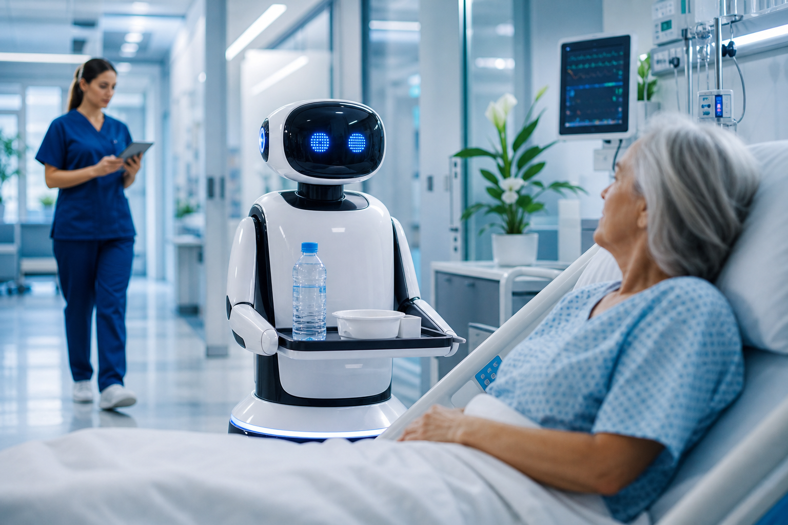 Milan xəstəxanasında 1,2 metrlik robot sınaqda: su gətirir, xəstə ehtiyaclarını çatdırır