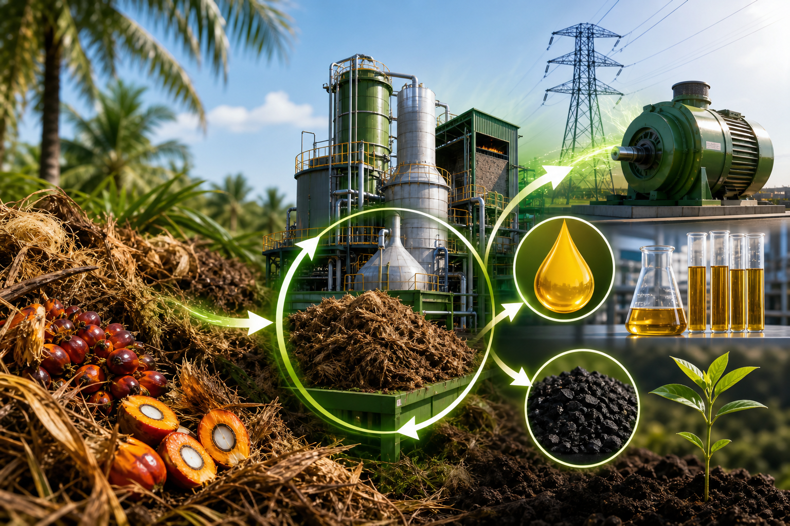 Palma yağı tullantıları elektrik, yanacaq və biochar istehsalına çevrilə bilər