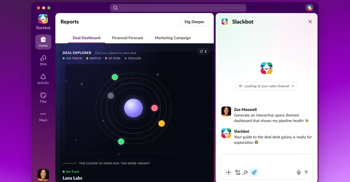 Slack İndi Süni İntellektlə Çatlarda İnteraktiv Hesabatlar Yaratmağa İmkan Verir!