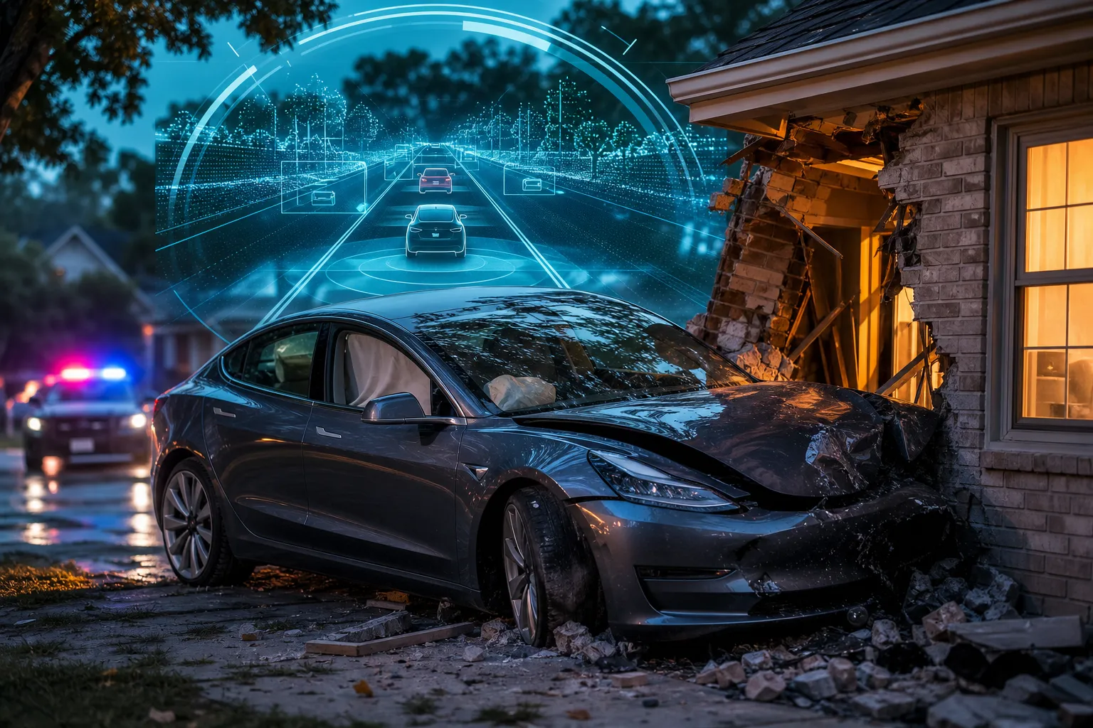 Tesla Model 3 Texasda evə çırpıldı: Sürücü qəza zamanı “Autopilot”un aktiv olduğunu deyir