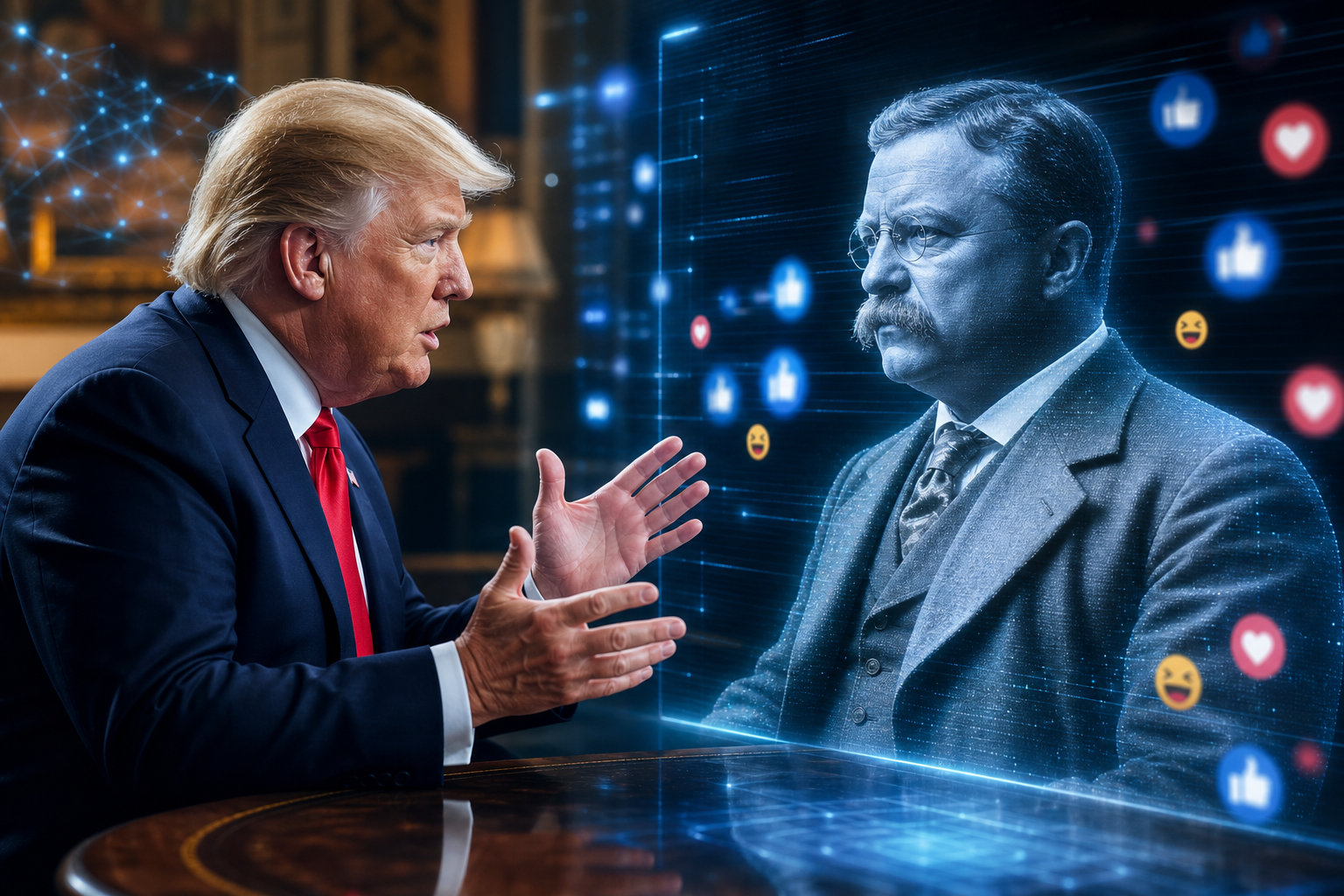 Trump AI Theodore Roosevelt ilə danışdı: Sosial media bu virtual görüşə niyə qarışdı?