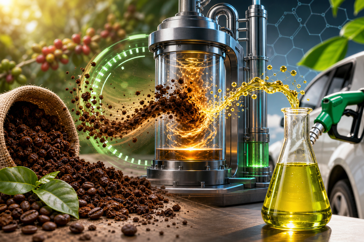 Yaş qəhvə tullantısı 90 saniyəyə yüksək keyfiyyətli bioyanacağa çevrildi