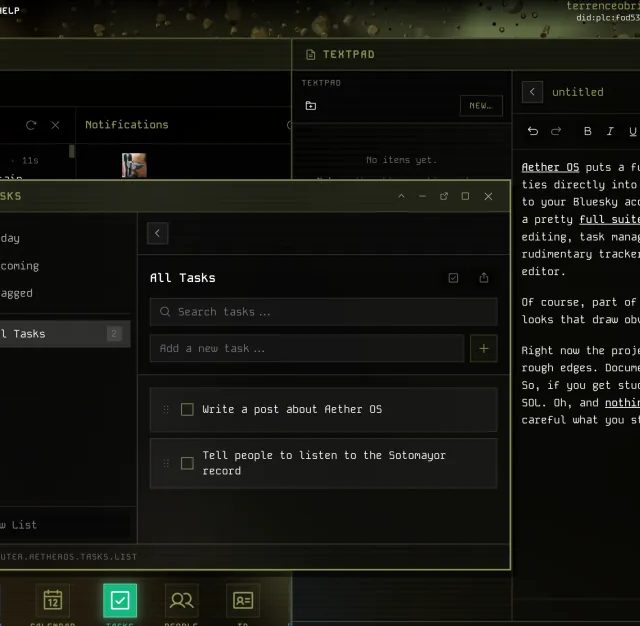 Aether OS: AT Protokolu üçün Brauzer İçində Kompüter