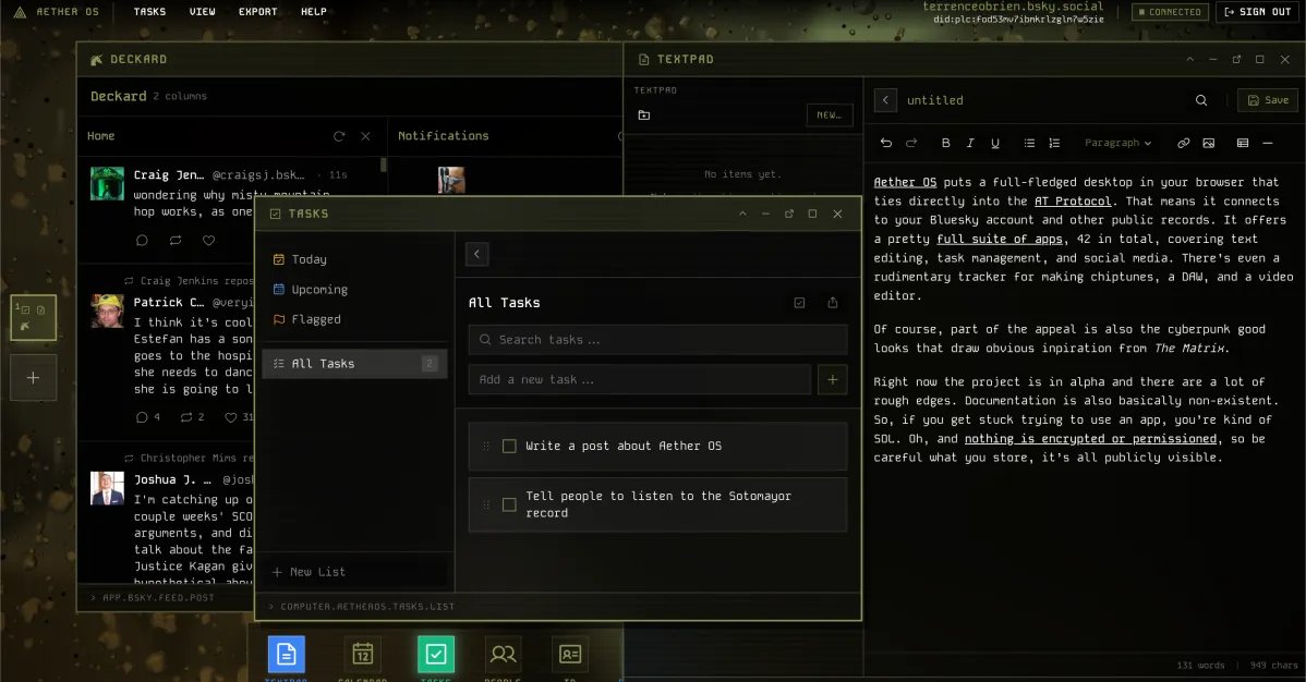 Aether OS: AT Protokolu üçün Brauzer İçində Kompüter